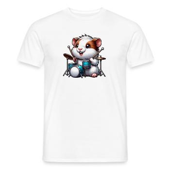 Cute Guinea Pig Drummer Design - Men's T-Shirt - white - Front - AI Model Male 178 dark (178cm)
