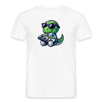 Dino Claviériste Cute Design - T-shirt homme - blanc - Devant - AI Model Male 178 dark (178cm)