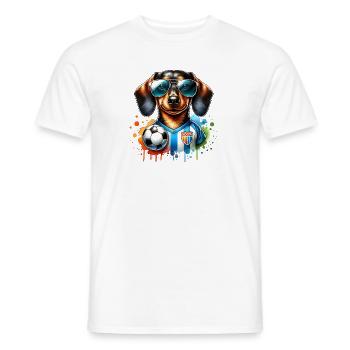 Dackel Fußballspieler Wiener Hund Fan - Männer T-Shirt - Weiß - Vorne - AI Model Male 178 dark (178cm)