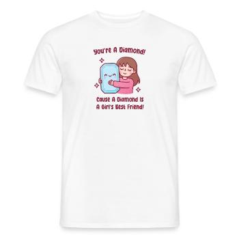 Drôle : Un diamant est la citation du meilleur ami d’une fille - T-shirt homme - blanc - Devant - AI Model Male 178 dark (178cm)