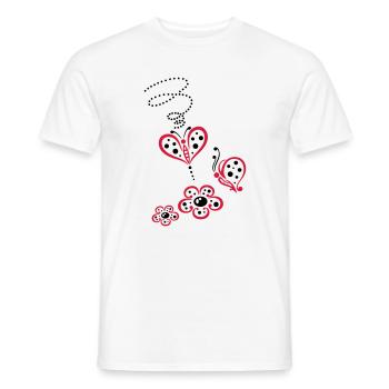 Colorful butterflies with flowers, summer meadow - Men's T-Shirt - white - Front - AI Model Male 178 dark (178cm)
