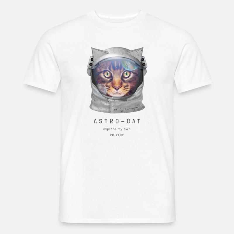 | de chat de l’espace Chat astronaute dans l’espace - T-shirt homme - blanc