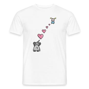Elephant child with heart symbol of love - Men's T-Shirt - white - Front - AI Model Male 178 dark (178cm)