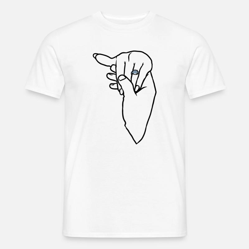 Verlobungs-Ehering-Hand - Männer T-Shirt - Weiß
