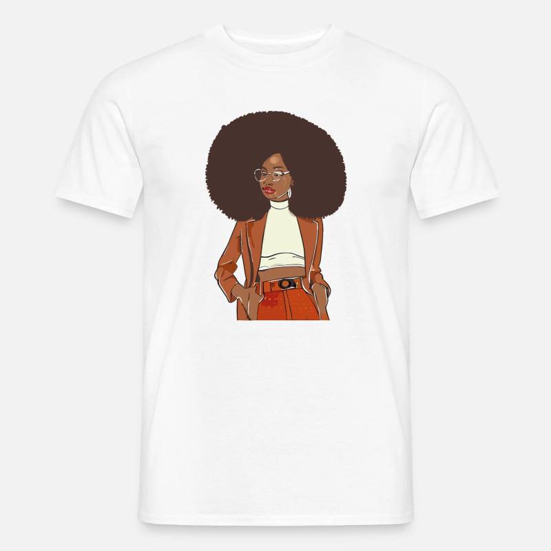 Afro-Chic mit orangefarbenem Blazer - Männer T-Shirt - Weiß