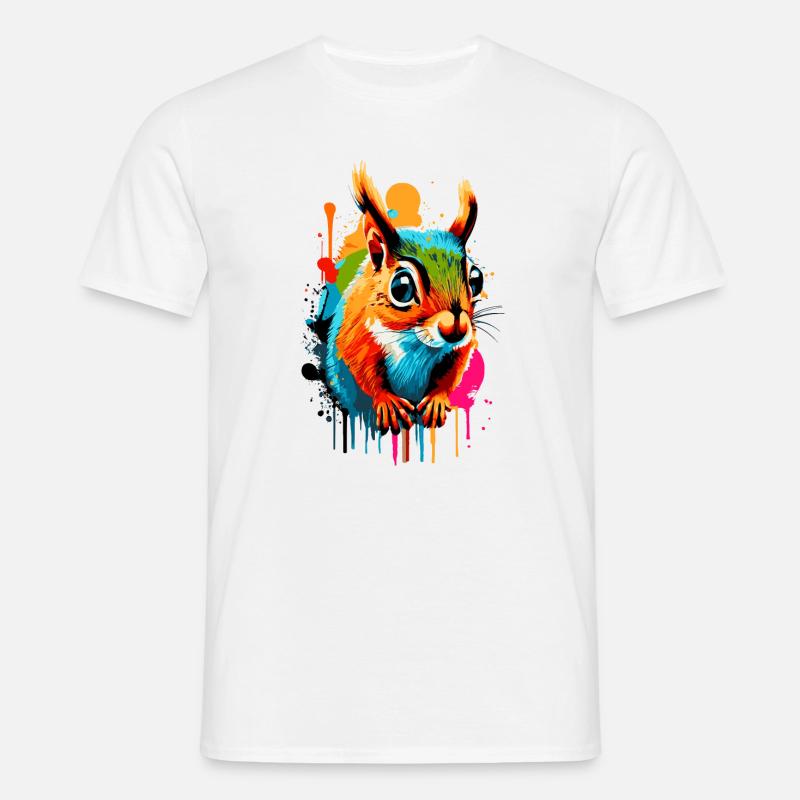 Eichhörnchen Sciurus - Squirrel Farbenfroh - Männer T-Shirt - Weiß