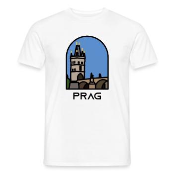 Prague - Charles Bridge - Old Town Bridge Tower - Men's T-Shirt - white - Front - AI Model Male 178 dark (178cm)