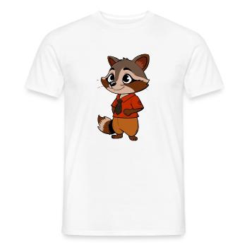 Adventurous Raccoon in Business Attire - Men's T-Shirt - white - Front - AI Model Male 178 dark (178cm)