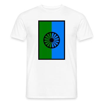 115552801 188819732 Romani-Flagge 1 - Männer T-Shirt - Weiß - Vorne - AI Model Male 178 dark (178cm)