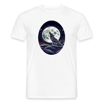 Geometrischer Wolf und Vollmond - Männer T-Shirt - Weiß - Vorne - AI Model Male 178 dark (178cm)