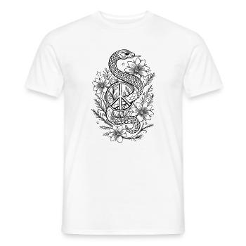 Serpent avec symbole de paix à colorier vous-même - T-shirt homme - blanc - Devant - AI Model Male 178 dark (178cm)