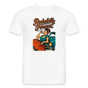 Rockabilly Forever Cerises Femme Cadeau des Années 50 - T-shirt homme - blanc - Devant - AI Model Male 178 dark (178cm)