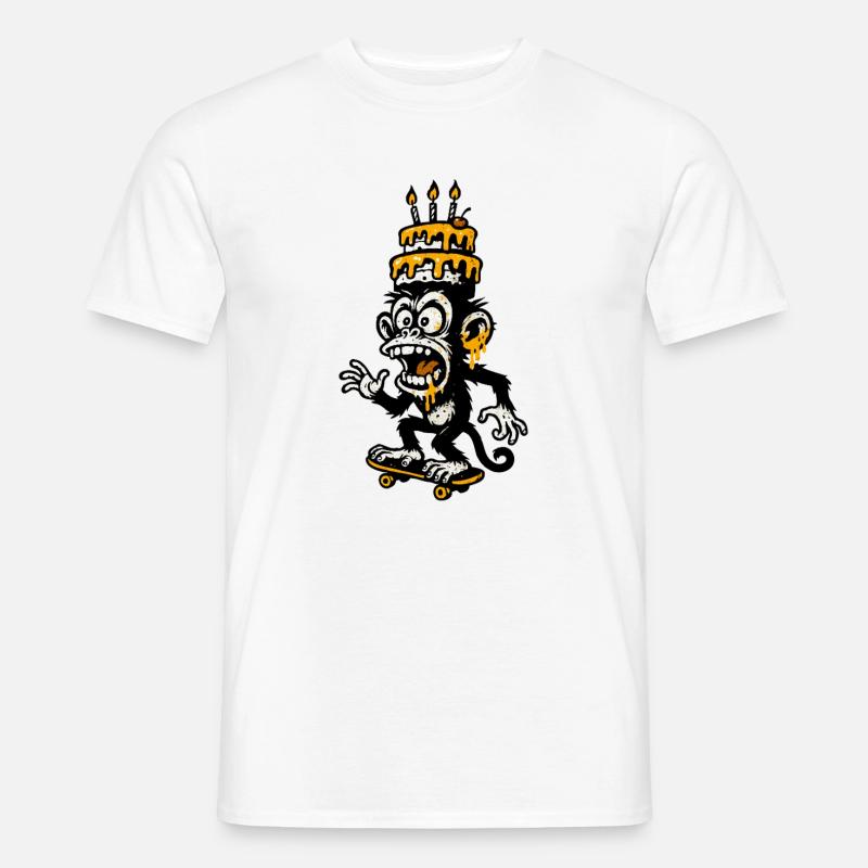 Absurde Affen Geburtstagstorte Illustration - Männer T-Shirt - Weiß