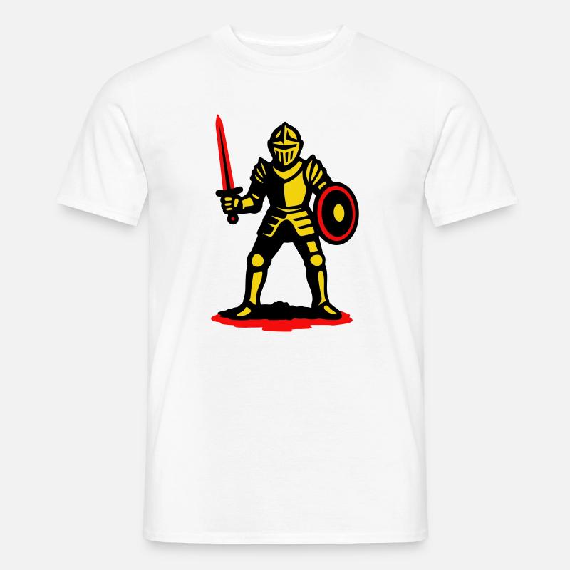 Gelber Ritter mit rotem Schwert - Männer T-Shirt - Weiß