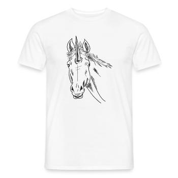 Licorne Croquis Line Art Design Minimaliste Fantaisie - T-shirt homme - blanc - Devant - AI Model Male 178 dark (178cm)
