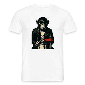 Chimp Rebel Drummer - Men's T-Shirt - white - Front - AI Model Male 178 dark (178cm)