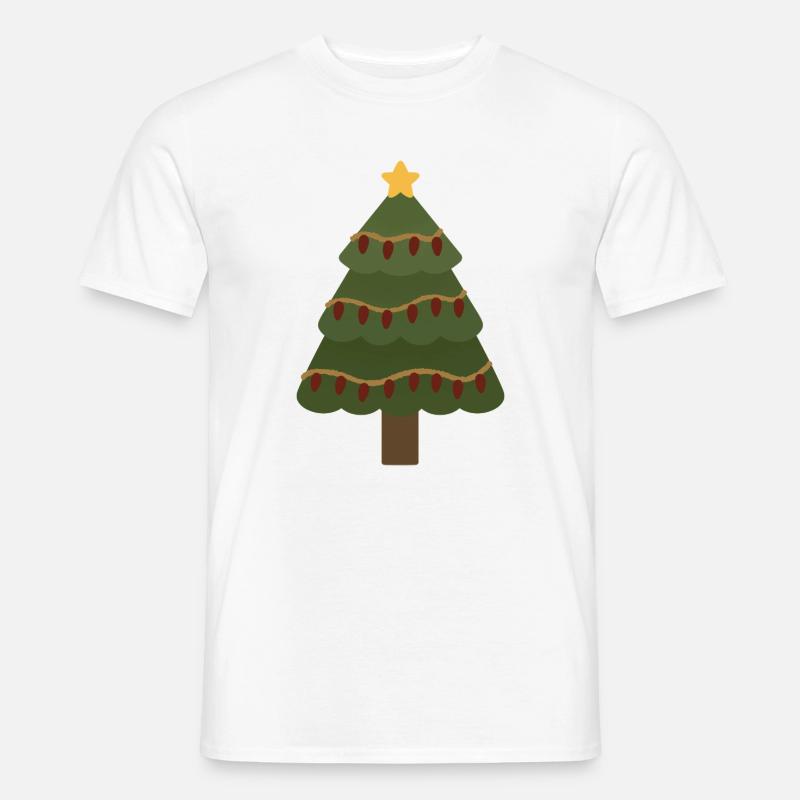 Gemütlicher Weihnachtsbaum mit Girlandenlichtern - Männer T-Shirt - Weiß