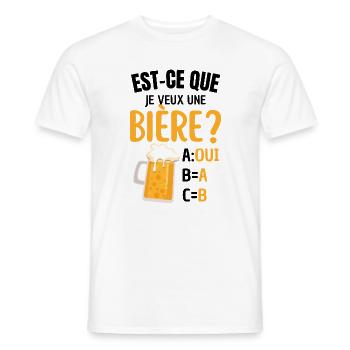 Beer humor and obvious answer - Men's T-Shirt - white - Front - AI Model Male 178 dark (178cm)