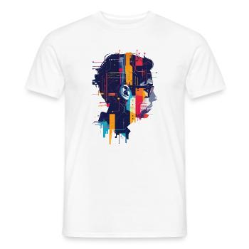 Digital AI Motif PCB Hacker Circuit Art - Men's T-Shirt - white - Front - AI Model Male 178 dark (178cm)
