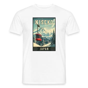 Winter Paradise in Niseko Japan Vintage Travel Art - Men's T-Shirt - white - Front - AI Model Male 178 dark (178cm)