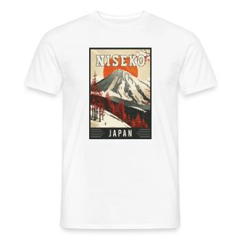 Paradis d’hiver à Niseko Japon Art de voyage vintage - T-shirt homme - blanc - Devant - AI Model Male 178 dark (178cm)