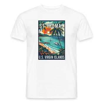 Explore St. Thomas Tropical Vintage Travel Art - Men's T-Shirt - white - Front - AI Model Male 178 dark (178cm)