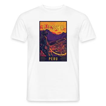 Explore Vibrant Cusco in Peru - Travel Art - Men's T-Shirt - white - Front - AI Model Male 178 dark (178cm)