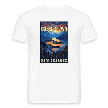 Discover Queenstown in New Zealand - Men's T-Shirt - white - Front - AI Model Male 178 dark (178cm)