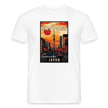 Explore Captivating City of Sapporo in Japan - Men's T-Shirt - white - Front - AI Model Male 178 dark (178cm)