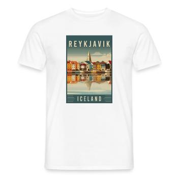 Explore Nordic Cityscape of Reykjavik in Iceland - Men's T-Shirt - white - Front - AI Model Male 178 dark (178cm)