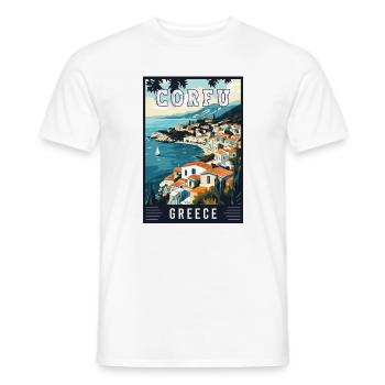 Experience Island Charm of Corfu in Greece - Men's T-Shirt - white - Front - AI Model Male 178 dark (178cm)