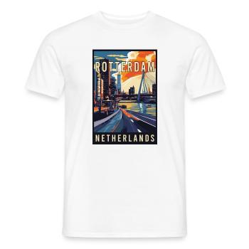 Découvrez la magnifique Rotterdam aux Pays-Bas - T-shirt homme - blanc - Devant - AI Model Male 178 dark (178cm)