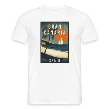 Découvrez les îles Canaries et l’Espagne de Gran Canaria - T-shirt homme - blanc - Devant - AI Model Male 178 dark (178cm)