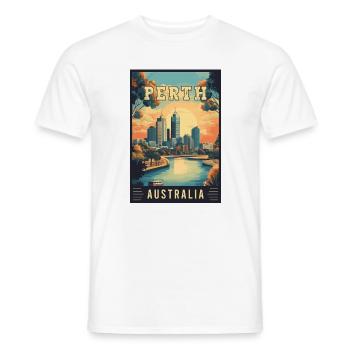 Discover City by the Swan River Perth in Australia - Men's T-Shirt - white - Front - AI Model Male 178 dark (178cm)