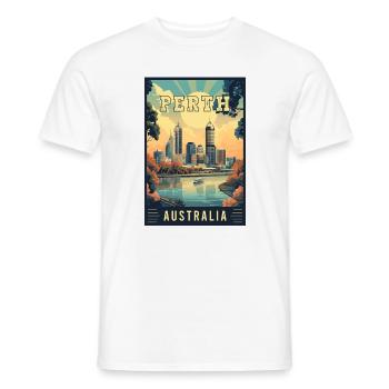 Entdecken Sie die Stadt am Swan River Perth in Australien - Männer T-Shirt - Weiß - Vorne - AI Model Male 178 dark (178cm)