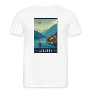 Découvrez les plages et les villes historiques d’Albanie - T-shirt homme - blanc - Devant - AI Model Male 178 dark (178cm)