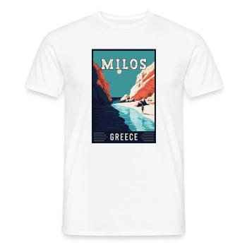 Découvrez la beauté époustouflante de Milos en Grèce - T-shirt homme - blanc - Devant - AI Model Male 178 dark (178cm)