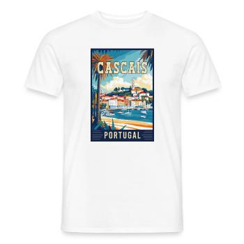 Explore Coastal Beauty of Cascais in Portugal - Men's T-Shirt - white - Front - AI Model Male 178 dark (178cm)