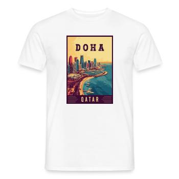 Explore Desert City Skyline of Doha in Qatar - Men's T-Shirt - white - Front - AI Model Male 178 dark (178cm)