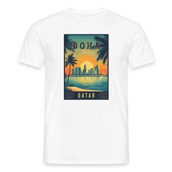 Experience Desert City Skyline of Doha in Qatar - Men's T-Shirt - white - Front - AI Model Male 178 dark (178cm)