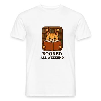 Katzige Lesezuflucht im Regal - Männer T-Shirt - Weiß - Vorne - AI Model Male 178 dark (178cm)