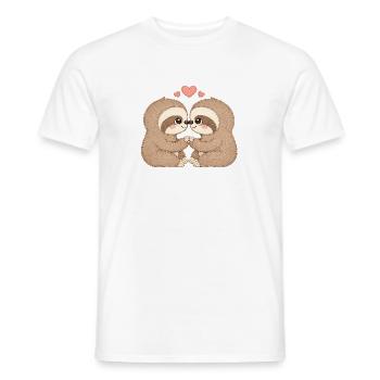 Tender sloth kisses - Men's T-Shirt - white - Front - AI Model Male 178 dark (178cm)