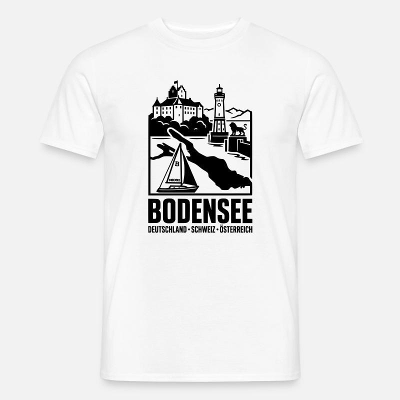 Bodensee Silhouette Wahrzeichen - Männer T-Shirt - Weiß