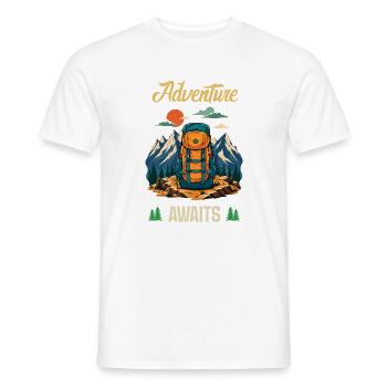 Randonnée. Une aventure en plein air vous attend - T-shirt homme - blanc - Devant - AI Model Male 178 dark (178cm)