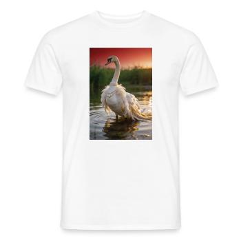 Pearl Swan in Sunset - Men's T-Shirt - white - Front - AI Model Male 178 dark (178cm)