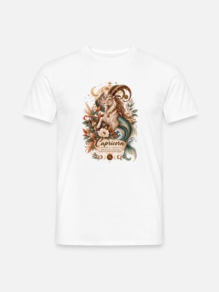 Steinbock-Tierkreis-Terrakotta-Botanische Astrologie - Männer T-Shirt - Weiß