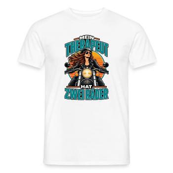 Mein Therapeut Hat Zwei Räder - Männer T-Shirt - Weiß - Vorne - AI Model Male 178 dark (178cm)