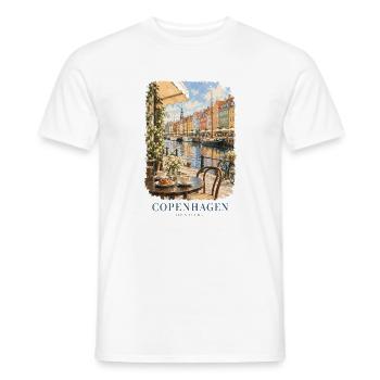 Kopenhagen, Dänemark Gemütlicher Hafen - Männer T-Shirt - Weiß - Vorne - AI Model Male 178 dark (178cm)