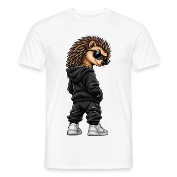 Igel im Streetstyle – Frecher Gangster-Look - Männer T-Shirt - Weiß - Vorne - AI Model Male 178 dark (178cm)