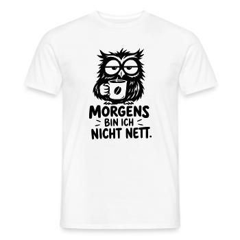 Lustige Kaffee Eule – Morgens bin ich nicht nett - Männer T-Shirt - Weiß - Vorne - AI Model Male 178 dark (178cm)